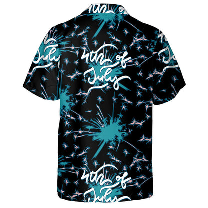 American Independence Day Lettering Design With Firework On Background Hawaiian Shirt, Hawaiian Shirt Gift, Christmas Gift