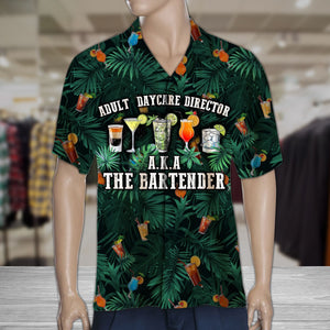 Adult Daycare Director The Bartender Tropical Leaves Hawaiian Shirt, Hawaiian Shirt Gift, Christmas Gift