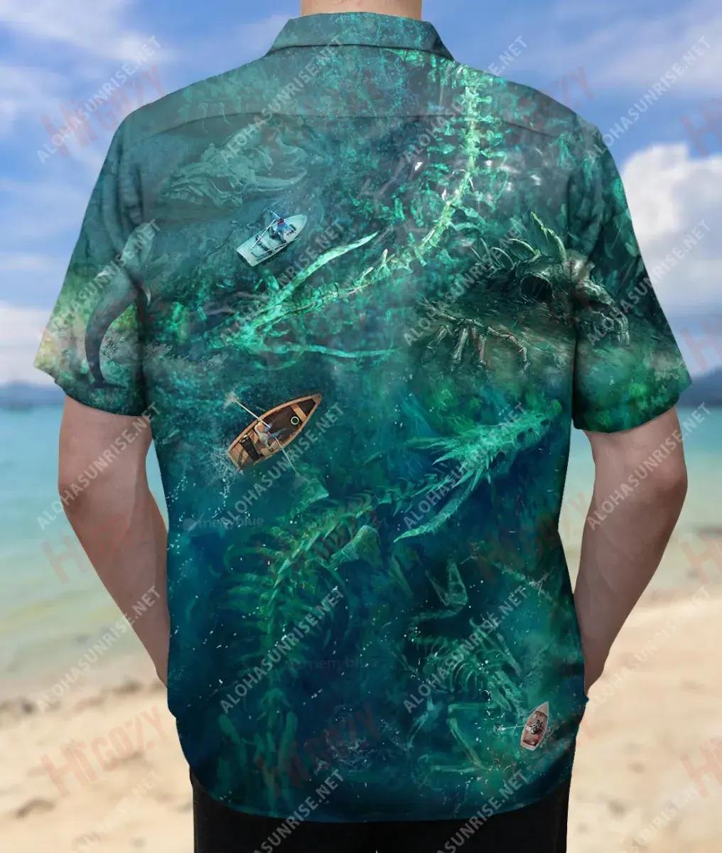 Dragon Bones Underwater Unisex Hawaiian Shirt Vacation Short Sleeve Best Hawaiian Shirts Hawaiian Shirts For Men, Hawaiian Shirt Gift, Christmas Gift