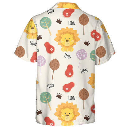 Cute Baby Lion With Footprint Tree And Meat Hawaiian Shirt, Hawaiian Shirt Gift, Christmas Gift