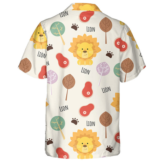 Cute Baby Lion With Footprint Tree And Meat Hawaiian Shirt, Hawaiian Shirt Gift, Christmas Gift