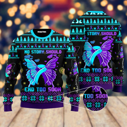 Suicide Prevention Awareness Butterfly Ugly Christmas Sweater, Christmas Ugly Sweater,Christmas Gift,Gift Christmas 2022