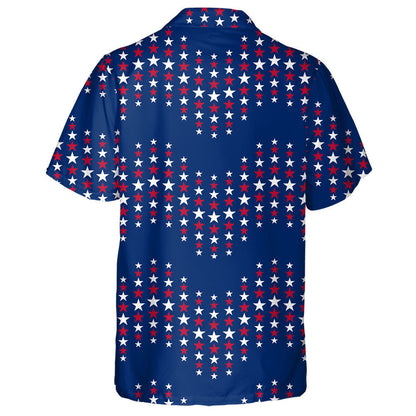 Wavy Ornament With Stars In Traditional American Colors Hawaiian Shirt, Hawaiian Shirt Gift, Christmas Gift