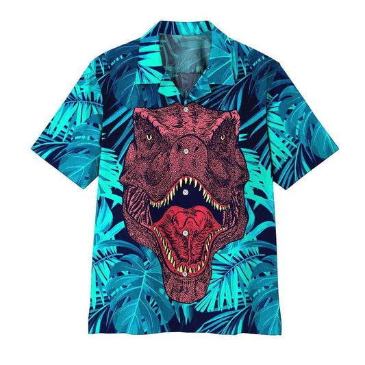 Dangerous Dinosaur Seamless Background Design Hawaiian Shirt,Hawaiian Shirt Gift, Christmas Gift
