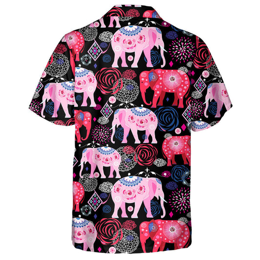 Colorful Beautiful Elephant With Flowers And Special Shapes Hawaiian Shirt, Hawaiian Shirt Gift, Christmas Gift