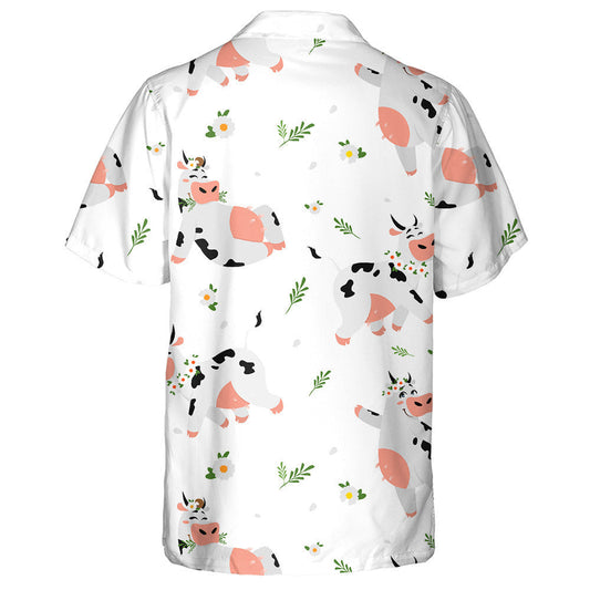 Cow Character In Different Poses With Glass Of Milk Hawaiian Shirt, Hawaiian Shirt Gift, Christmas Gift