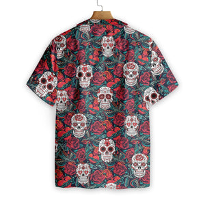 Sugar Skulls And Roses Beautiful Design Hawaiian Shirt,Hawaiian Shirt Gift, Christmas Gift