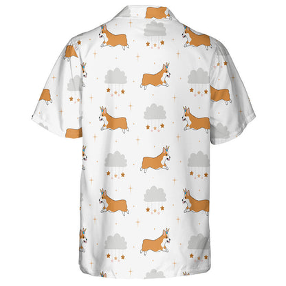 Corgi Dog With Unicorn Horn In Cartoon Background Hawaiian Shirt, Hawaiian Shirt Gift, Christmas Gift