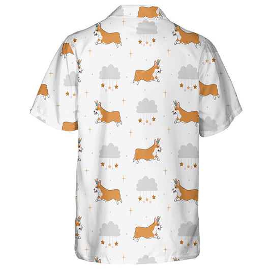 Corgi Dog With Unicorn Horn In Cartoon Background Hawaiian Shirt, Hawaiian Shirt Gift, Christmas Gift