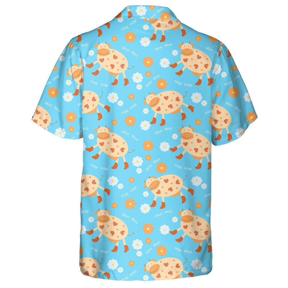 Funny Cow In Boots On A Blue Background Hawaiian Shirt, Hawaiian Shirt Gift, Christmas Gift