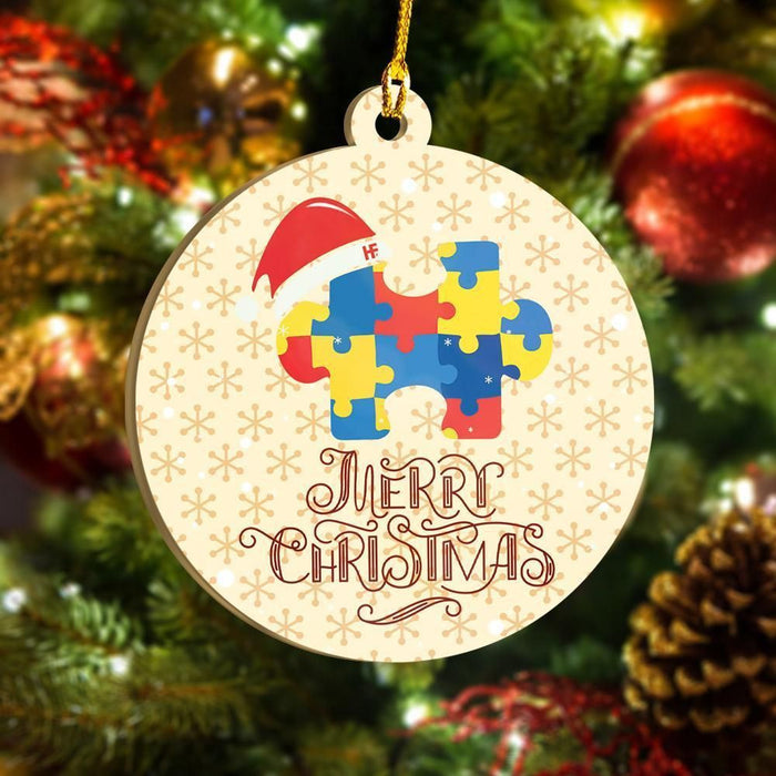 Autism Merry Christmas Ornament, Christmas Ornament Gift, Christmas Gift, Christmas Decoration