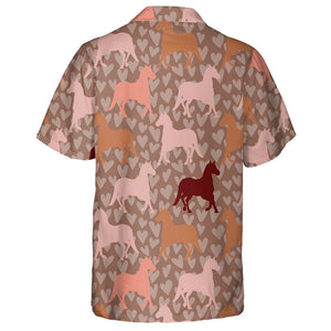 Abstract Colorful Hearts Camouflage With Horses Hawaiian Shirt, Hawaiian Shirt Gift, Christmas Gift