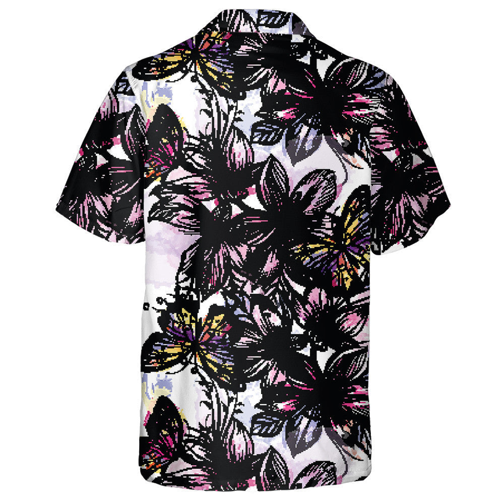 Theme Butterfly With Engraved Flowers And Watercolor Spots Hawaiian Shirt, Hawaiian Shirt Gift, Christmas Gift