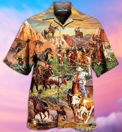 Cowboy Life With Horse Free Life In Beautiful Landscape Hawaiian Shirt, Hawaiian Shirt Gift, Christmas Gift