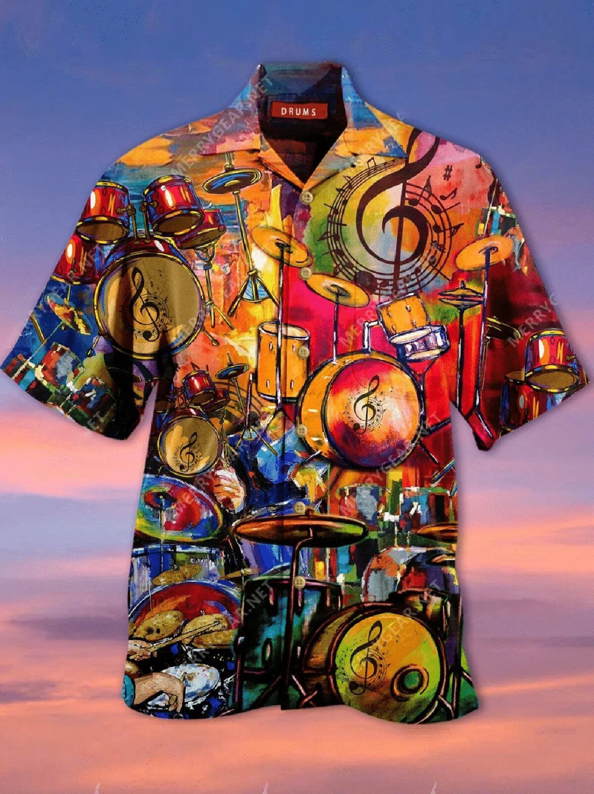 Cartoon Hippie Drums Nice Ornamental Hawaiian Shirt, Hawaiian For Gift