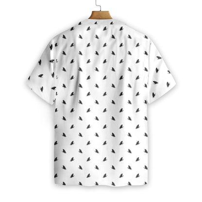 Blue Shark On White Background Pattern Hawaiian Shirt, Hawaiian For Gift