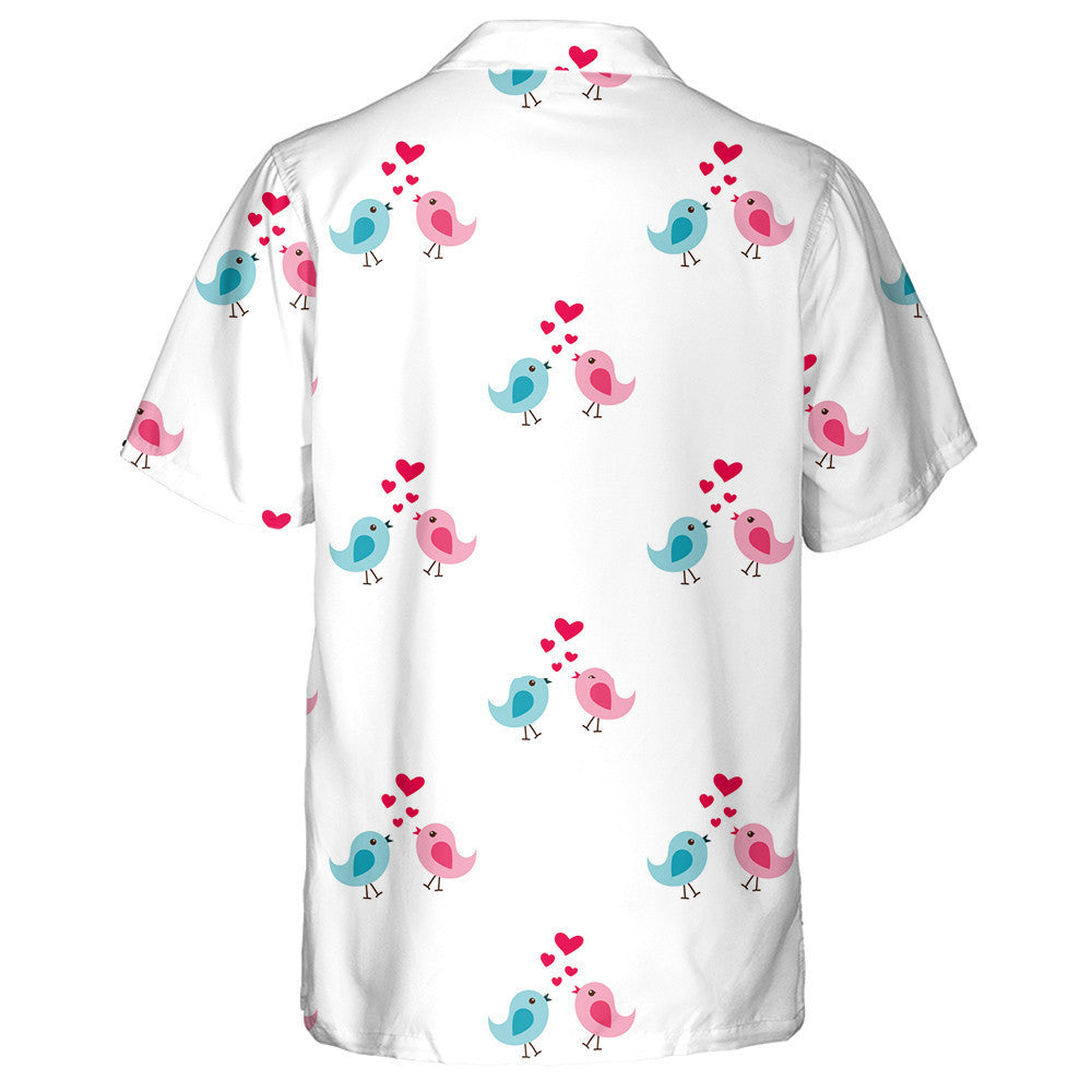 Couple Blue And Pink Bird In Love With Hearts Hawaiian Shirt, Hawaiian Shirt Gift, Christmas Gift