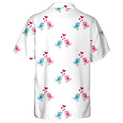 Couple Blue And Pink Bird In Love With Hearts Hawaiian Shirt, Hawaiian Shirt Gift, Christmas Gift