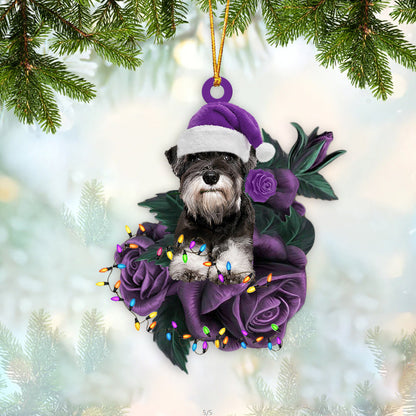 Schnauzer In Purple Rose Christmas Ornaments Christmas Gift To Dog Lover, Christmas Gift,Christmas Decoration