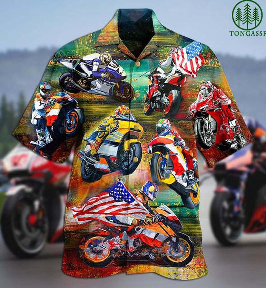 American Motorcycle Sport Racing Hawaiian Shirt, Hawaiian Shirt Gift, Christmas Gift