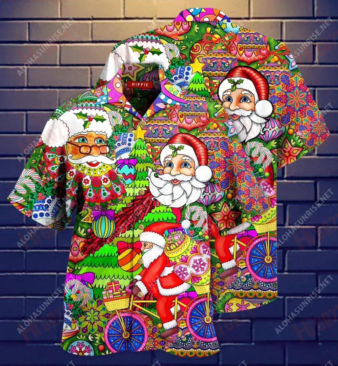 Enjoy Christmas Like A Hippie Soul Short Hawaiian Shirt Summer Tropical Shirts Custom Hawaiian Shirts Funny Hawaiian Shirts, Hawaiian Shirt Gift, Christmas Gift