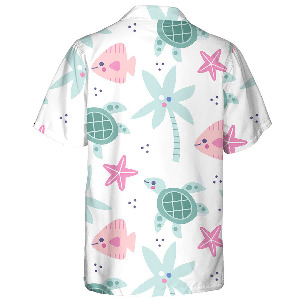 Turtle Swims In The Ocean Background Of The Sun Hawaiian Shirt, Hawaiian Shirt Gift, Christmas Gift