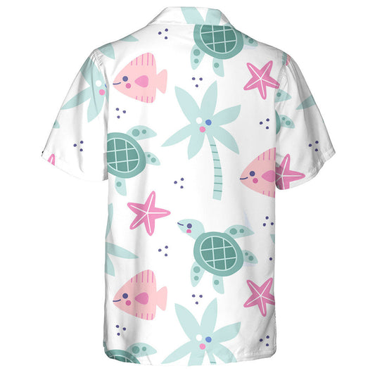 Turtle Swims In The Ocean Background Of The Sun Hawaiian Shirt, Hawaiian Shirt Gift, Christmas Gift