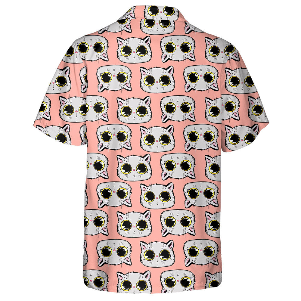 Cat With Bright Eyes In Cartoon Style Hawaiian Shirt, Hawaiian Shirt Gift, Christmas Gift