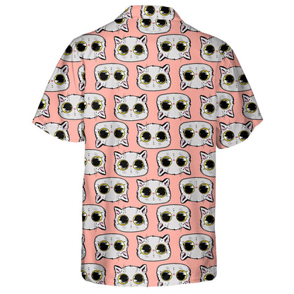 Cat With Bright Eyes In Cartoon Style Hawaiian Shirt, Hawaiian Shirt Gift, Christmas Gift