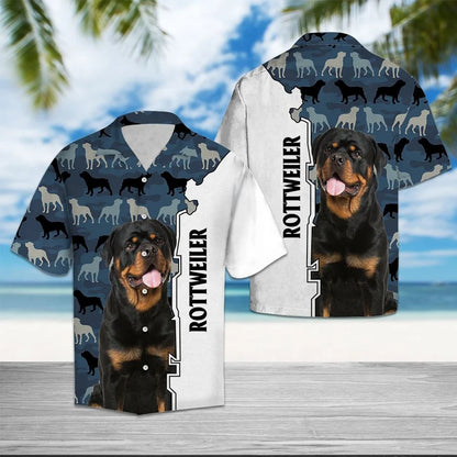 Gift For Dog Lovers Rottweiler Camo Military Pattern Hawaiian Shirt, Hawaiian Shirt Gift, Christmas Gift