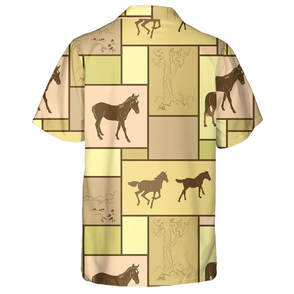Funny Cartoon Illustration Horses And Tree Hawaiian Shirt,Hawaiian Shirt Gift, Christmas Gift
