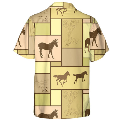 Funny Cartoon Illustration Horses And Tree Hawaiian Shirt,Hawaiian Shirt Gift, Christmas Gift