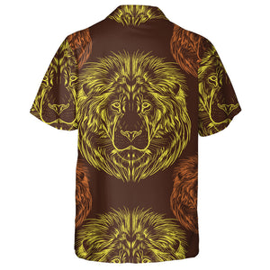 Yellow And Pink Head Of Lion Hawaiian Shirt, Hwaiian For Gift