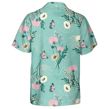 Trendy Pastel Variety Of Garden Flowers And Butterflies Hawaiian Shirt, Hawaiian Shirt Gift, Christmas Gift