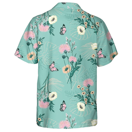 Trendy Pastel Variety Of Garden Flowers And Butterflies Hawaiian Shirt, Hawaiian Shirt Gift, Christmas Gift