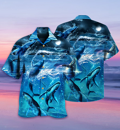 Whale Love Ocean Blue - Hawaiian Shirt, Hawaiian Shirt Gift, Christmas Gift