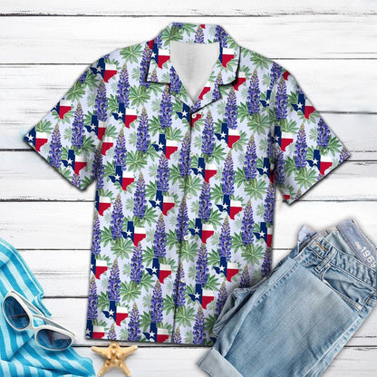 Classic Texas Bluebonnet Flag Design Hawaiian Shirt, Hawaiian For Gift
