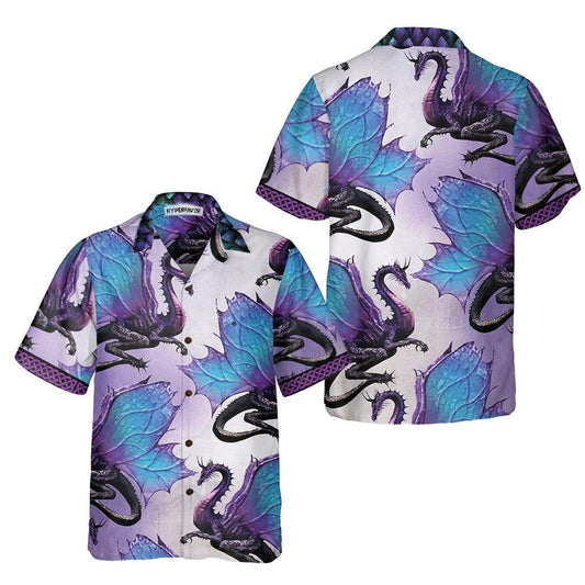 Purple Ombre Dragon 3D All Over Printed Hawaiian Shirt, Hawaiian Shirt Gift, Christmas Gift