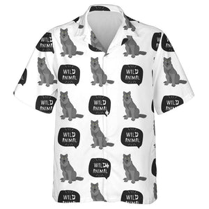 Wolf Animal With Hand Drawn Banner Hawaiian Shirt, Hwaiian For Gift