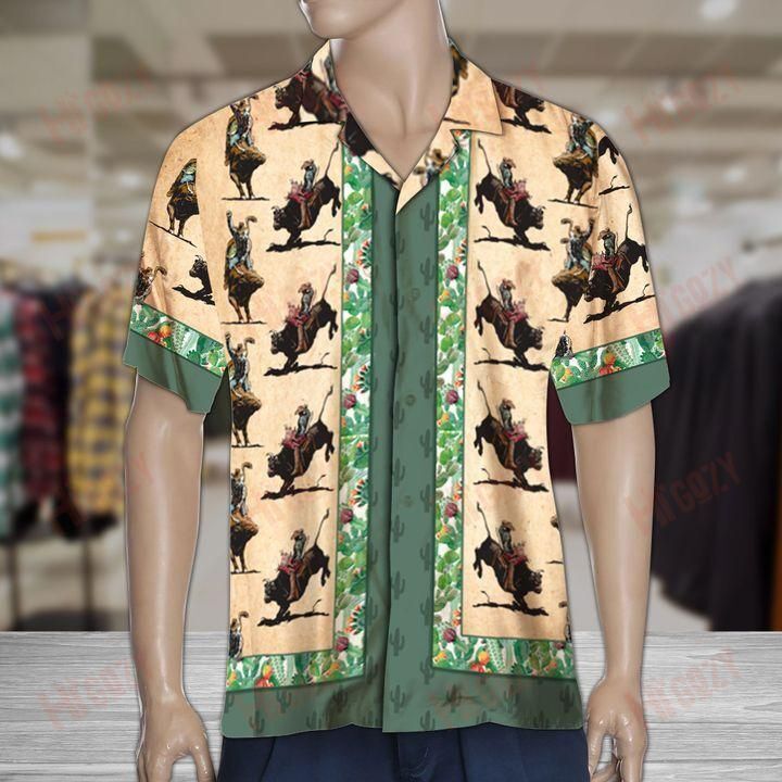 Bull Riding Tropical Short Sleeve Shirt Vacation Aloha Shirt Tactical Hawaiian Shirt Hawaiian Shirts For Men,Hawaiian Shirt Gift, Christmas Gift