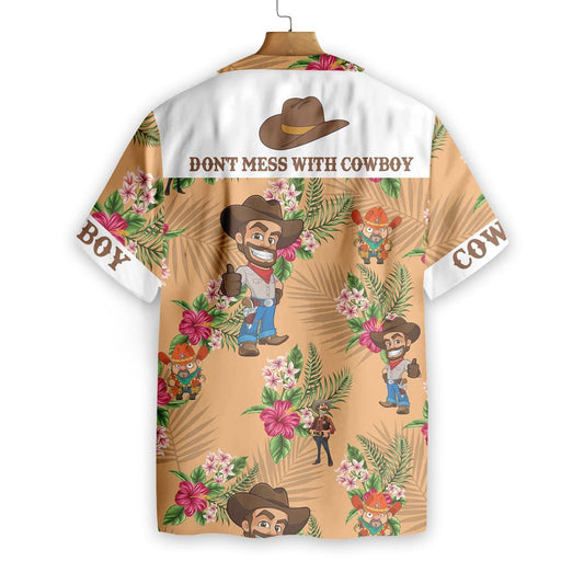 Don't Mess With Cowboy Pattern Hawaiian Shirt, Hawaiian Shirt Gift, Christmas Gift