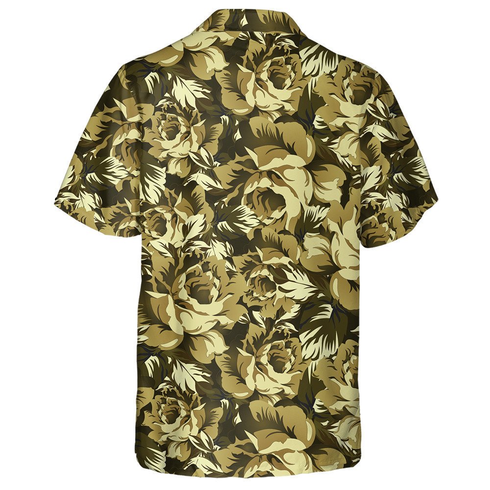 Vintage Charming Roses Flower In Camouflage Pattern Hawaiian Shirt, Hawaiian Shirt Gift, Christmas Gift