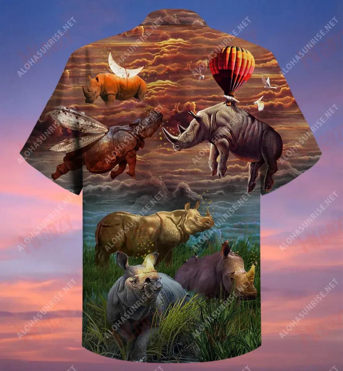 The World Is A Better Place With Rhinos Hawaiian Shirt Vacation Short Sleeve Best Hawaiian Shirts Hawaiian Shirts For Men, Hawaiian Shirt Gift, Christmas Gift