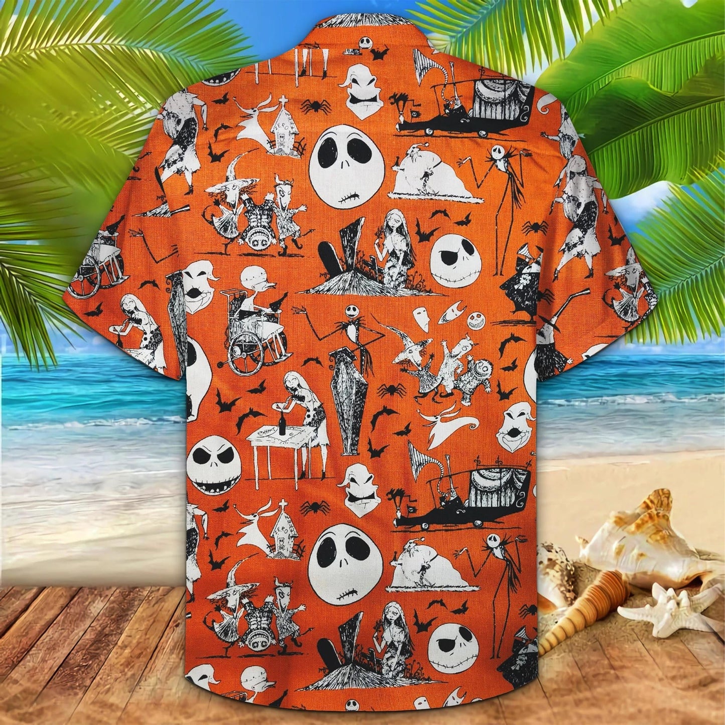 Jack Skellington Ghost And Bat Happy Halloween Hawaiian Shirt, Hawaiian Shirt Gift, Christmas Gift