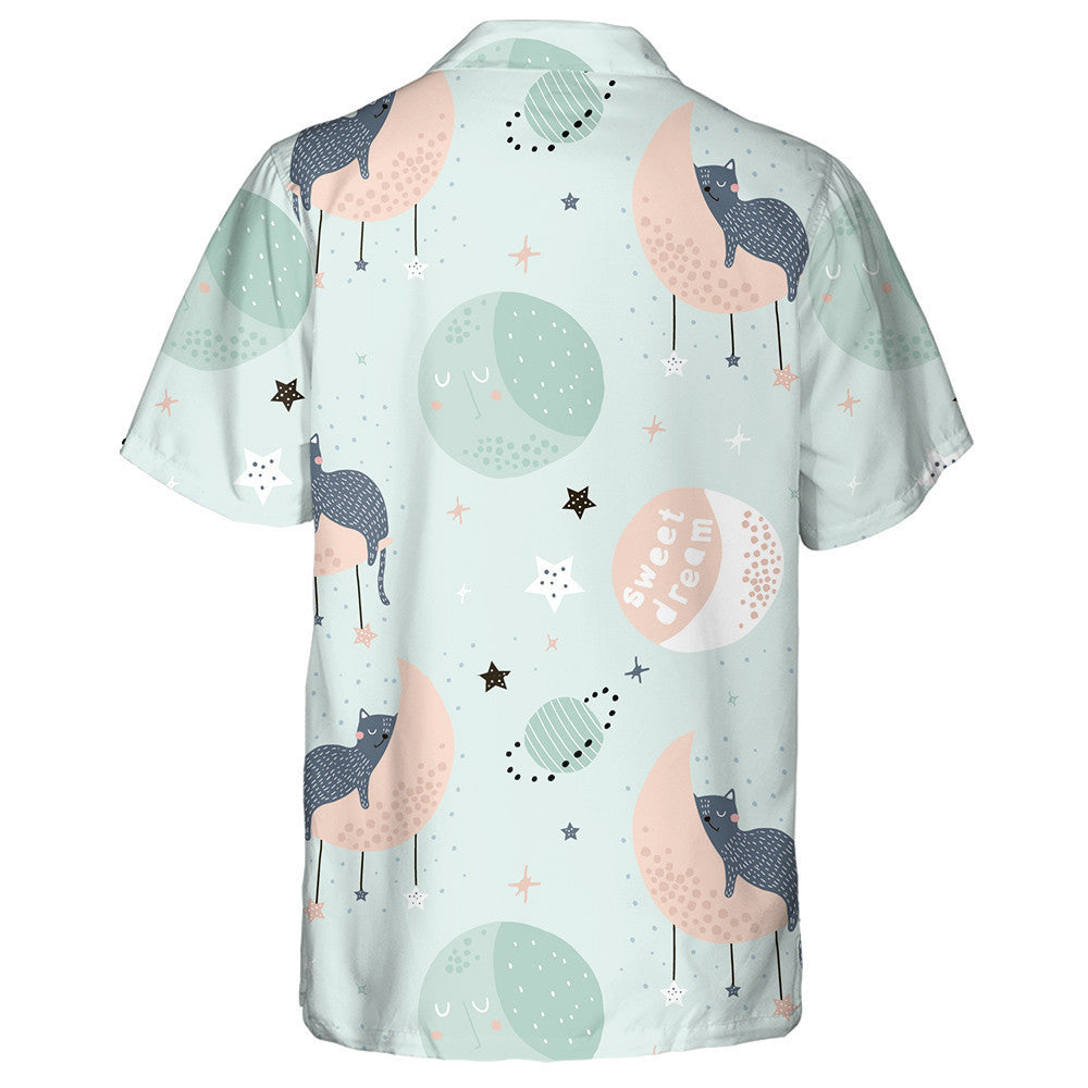 Cats On Moons And Starry Sky Sweet Dream Hawaiian Shirt, Hawaiian Shirt Gift, Christmas Gift