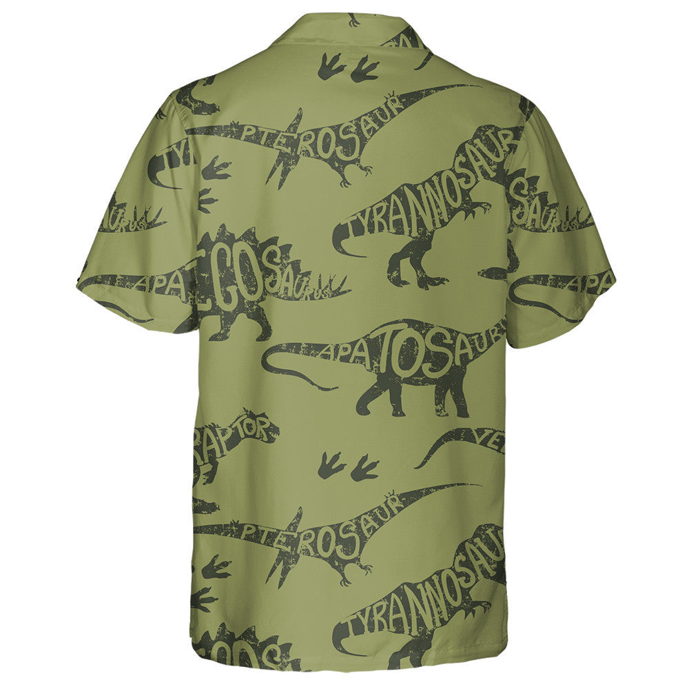 Military Green Camouflage With Different Kinds Of Dinosaur Hawaiian Shirt, Hawaiian Shirt Gift, Christmas Gift