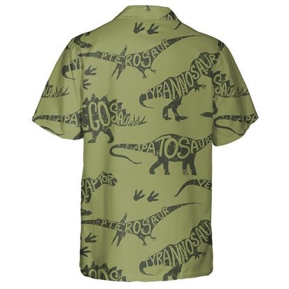 Military Green Camouflage With Different Kinds Of Dinosaur Hawaiian Shirt, Hawaiian Shirt Gift, Christmas Gift