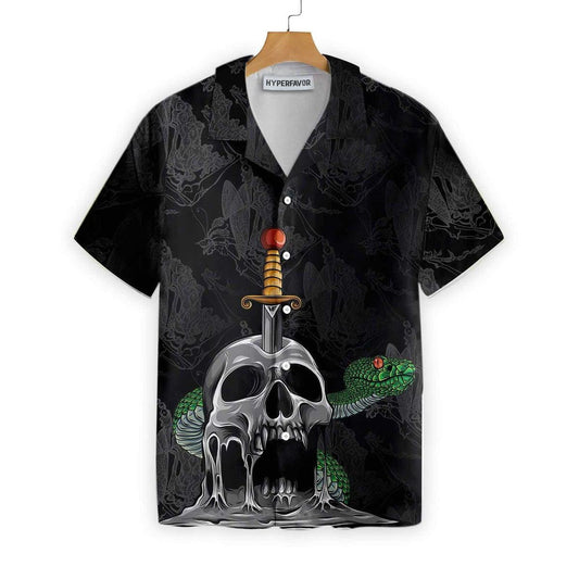 Creepy Night Scene Skull And Snake Gothic Hawaiian Shirt, Hawaiian Shirt Gift, Christmas Gift