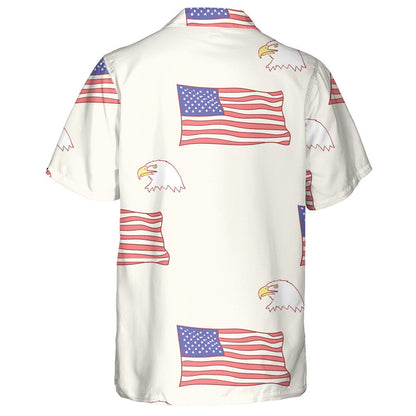 Hand Drawn American Flag And Eagle Head Pattern Hawaiian Shirt, Hawaiian Shirt Gift, Christmas Gift