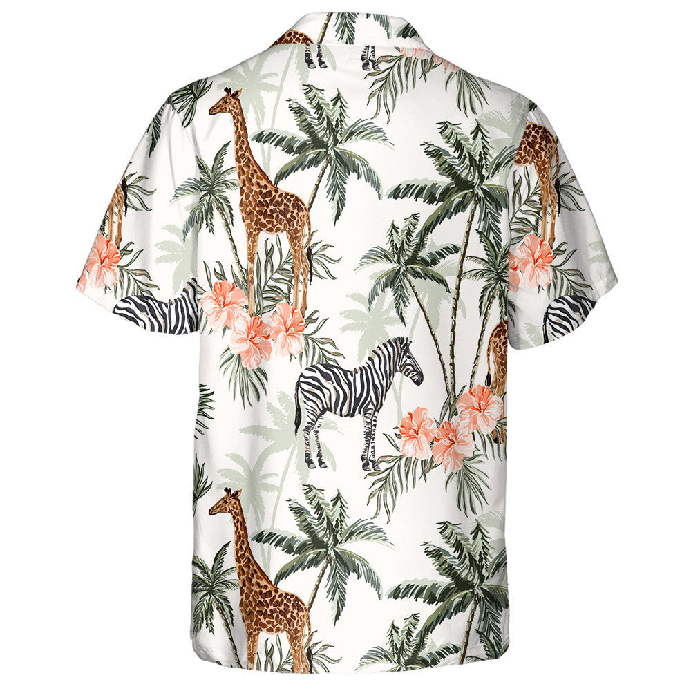 Hand Painting Giraffe And Zebra In Jungle Pattern Hawaiian Shirt, Hawaiian Shirt Gift, Christmas Gift